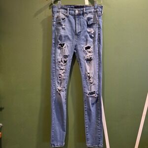 Aeropostale Super High Rise Jegging Womens Distressed Skinny Jeans Size 10L